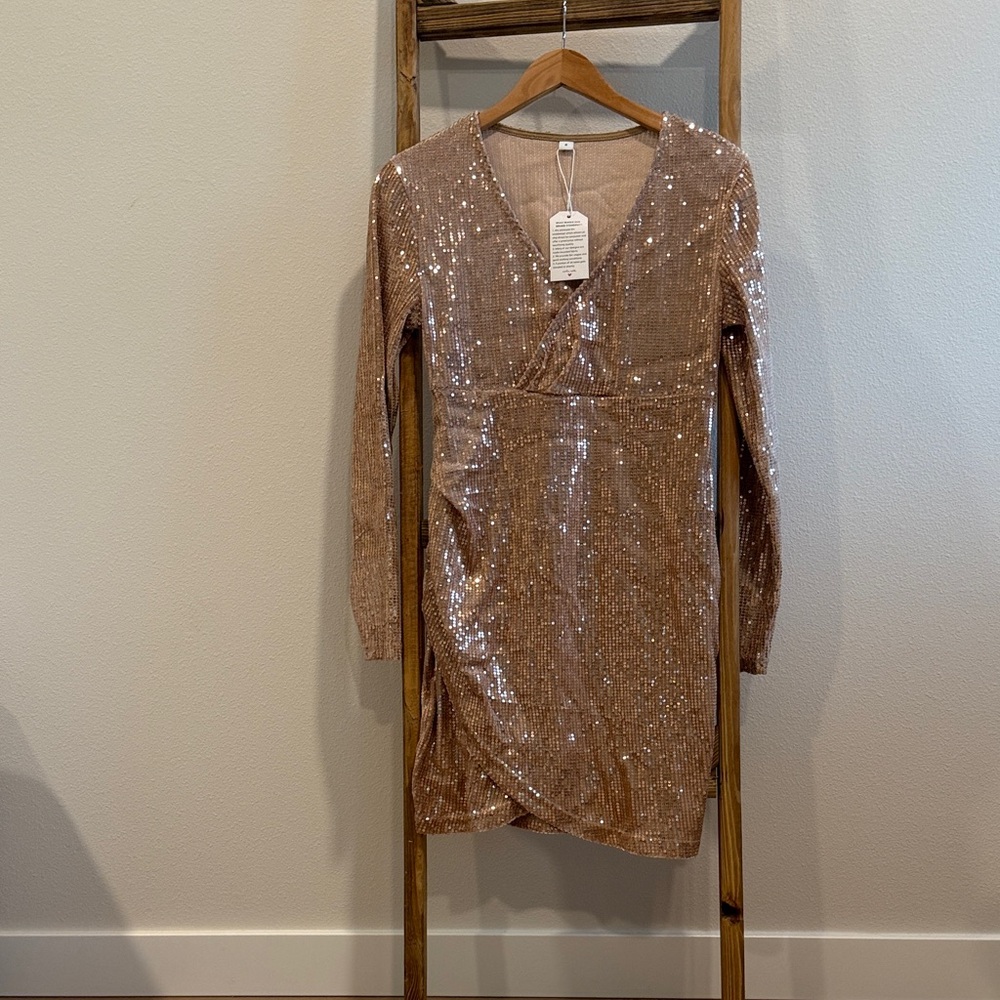 Sequin V-Neck Dress